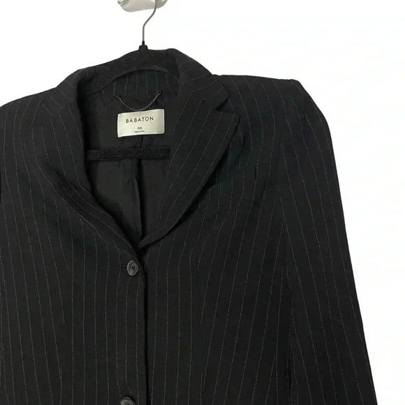 Aritzia Babaton Trent Pinstripe Dark Navy Long Sleeve  Jacket Size 00 - Picture 8 of 12